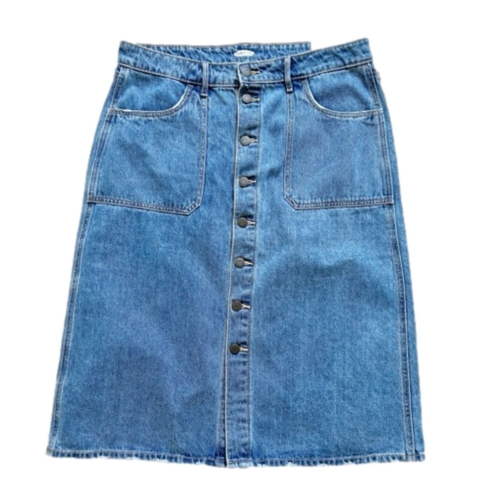 Old Navy A-Line Midi Denim Skirt, button up with pockets. No stretch,Western
